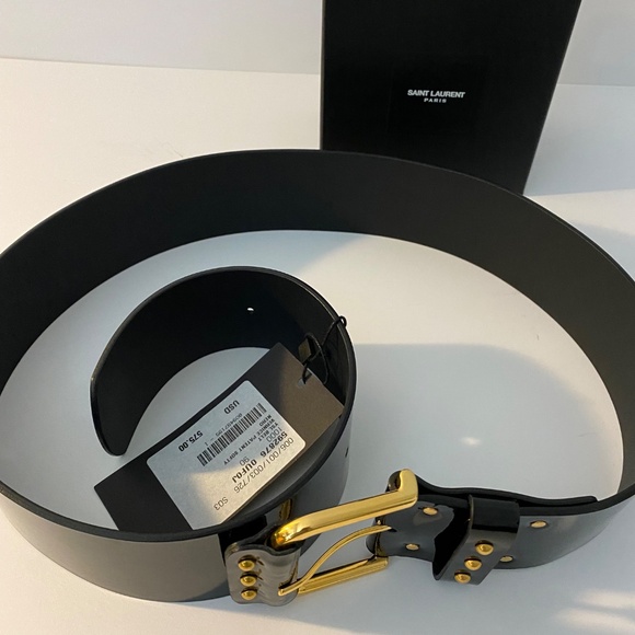 NWT Saint Laurent Black Patent  Leather Softy Belt 90 main image 5